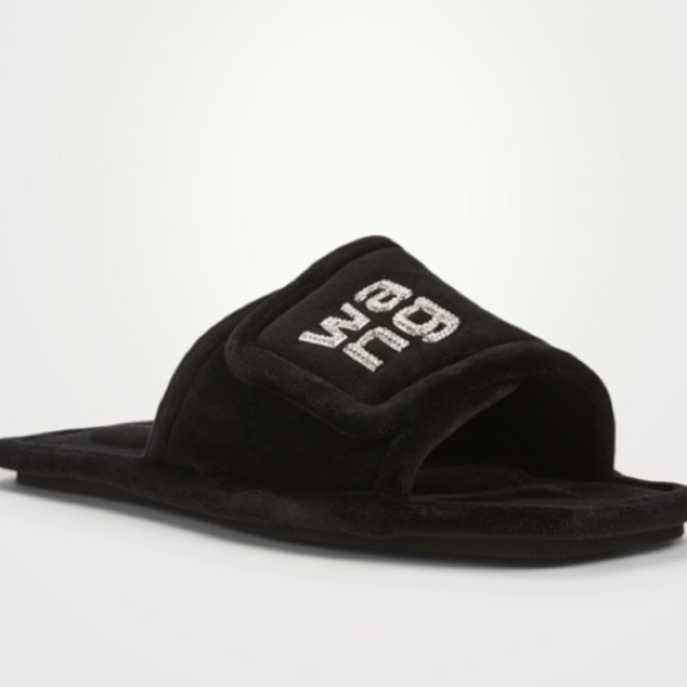 ALEXANDER WANG Lana Padded Velour Logo Slippers 6US